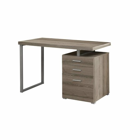 HOMEROOTS 30 in. Dark Taupe Particle Board & Silver Metal Computer Desk 333477